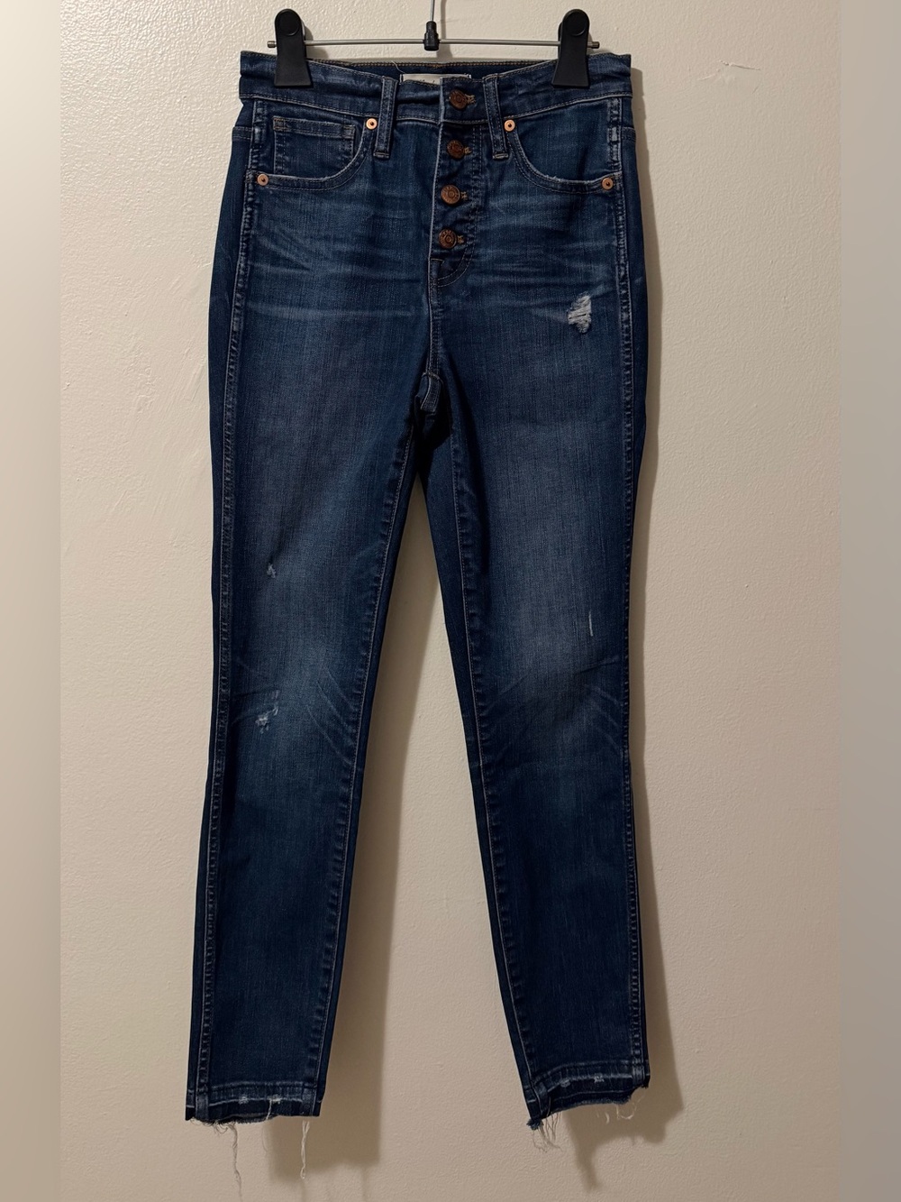 Madewell Dark Indigo High-Rise Skinny Jeans with Button Fly